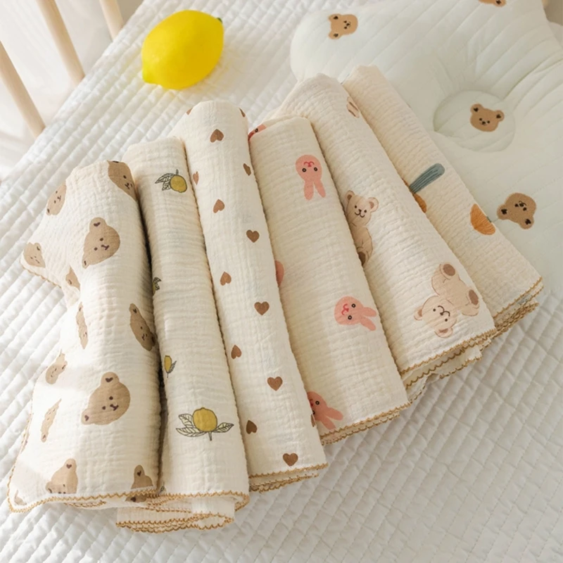 Cotton Swaddle Blanket Baby Blanket Floral Print Muslin Diaper Swaddle New Born Crinkle Fabric  Stroller Cover