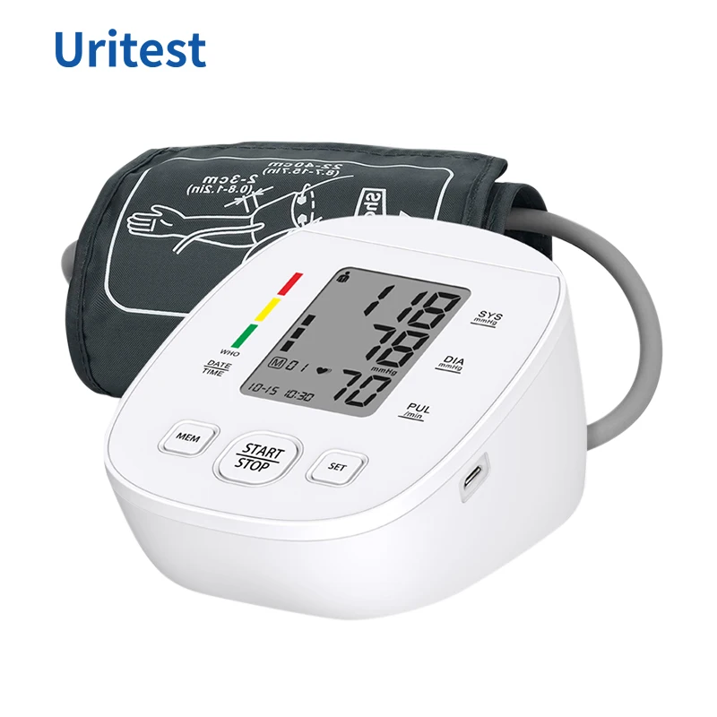 

URIT Automatic Digital Upper Arm Blood Pressure Monitor Sphygmomanometer Tonometer Tensiometer Heart Rate Pulse Meter BP Monitor