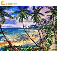 chenistory diy oil painting by numbers on canvas coconut palm beach adult oil painting decoration gift picture by number kits
