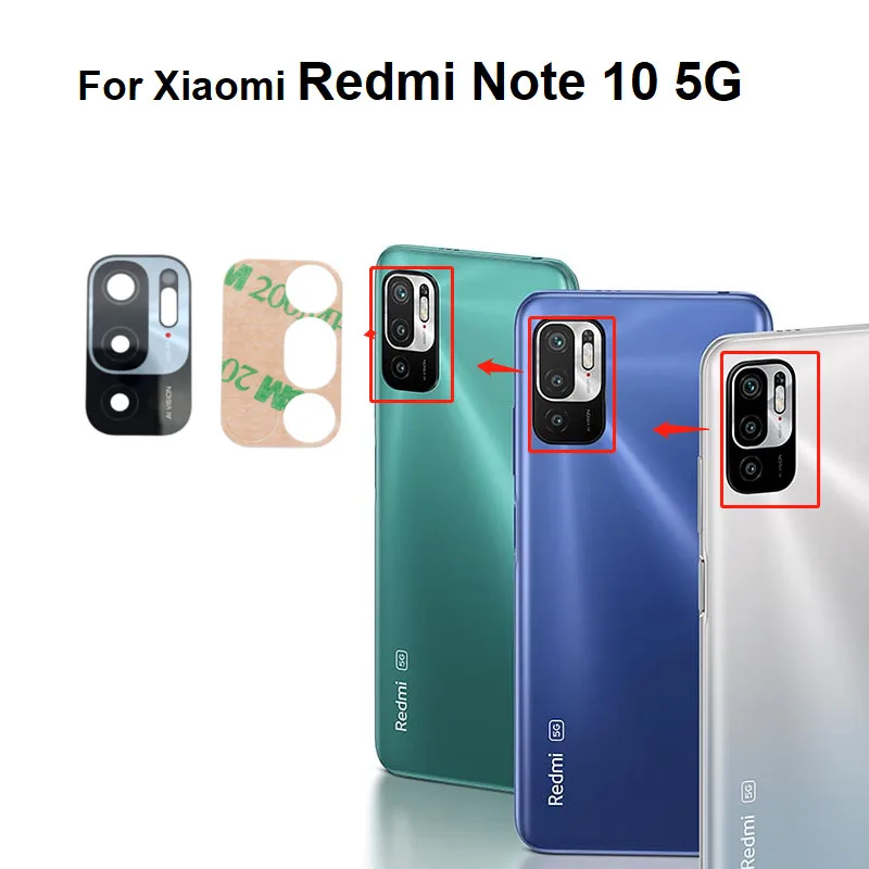 

10PCS New For Xiaomi Redmi Note 10 5G Rear Back Glass Lens With Glue Sticker Adhesive 2021 M2103K19G M2103K19C