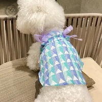 thin plaid vest dress dog clothes luxury puppy anti hair off pet cute cat skirt kitty apparel fashion fancy summer party
