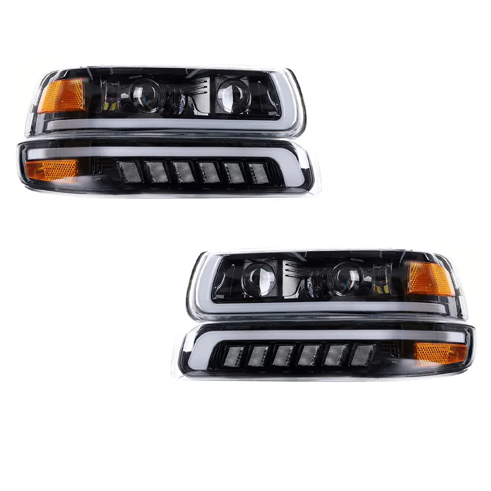 

4 шт. модифицированные светодиодные фары в сборе для Chevy Chevrolet Silverado 1500 2500 3500 1999 2000 2001 2002 Suburban Tahoe 2000-2006