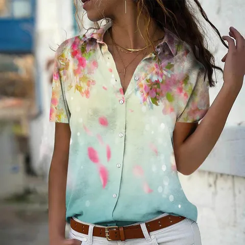 Gradient Blouse Lapel Collar Blouses Women Streetwear Tops And Blouses Office Lady  Women's Blouse Blusas Tops And Blouses 2023