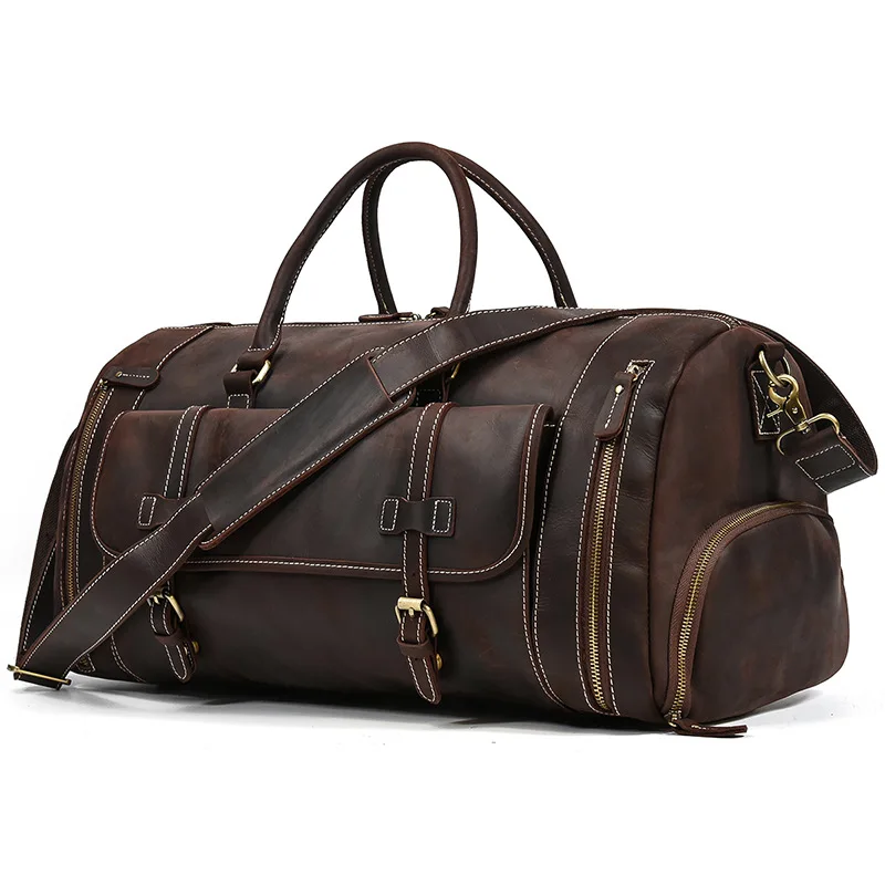 Fashion Handbags For Men Genuine Leather Travel Duffles Travelling Shoulder Laptop Bags Real Cow Skin Hand Luggage Bags