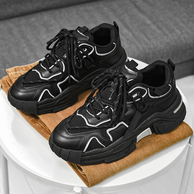 Мужские кроссовки на платформе повседневная спортивная обувь для ходьбы дышащие