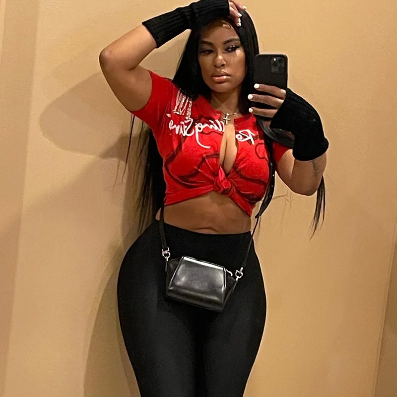 Женская футболка с принтом и низким вырезом модный кардиган в стиле панк Ttassel