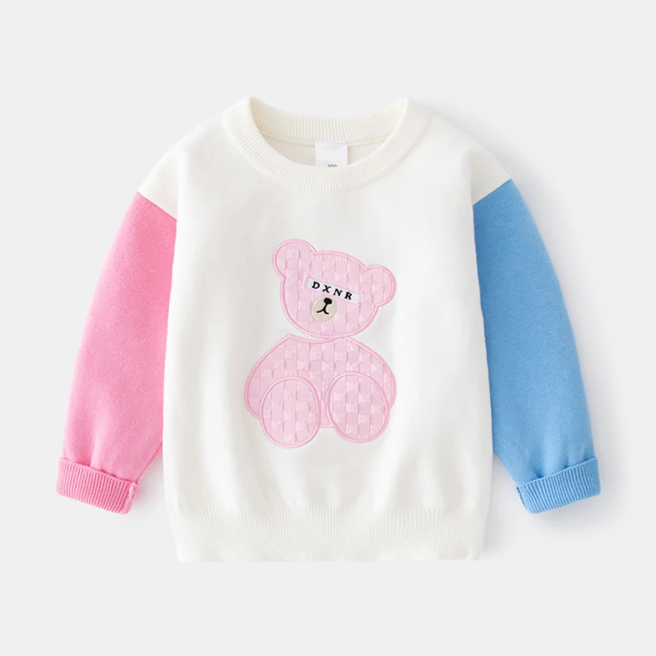 

Autumn Baby Girls Clothes Children Knitted Sweater Cute Kids Cartoon Color Matching Long Sleeved Sweater Children Christmas Gift