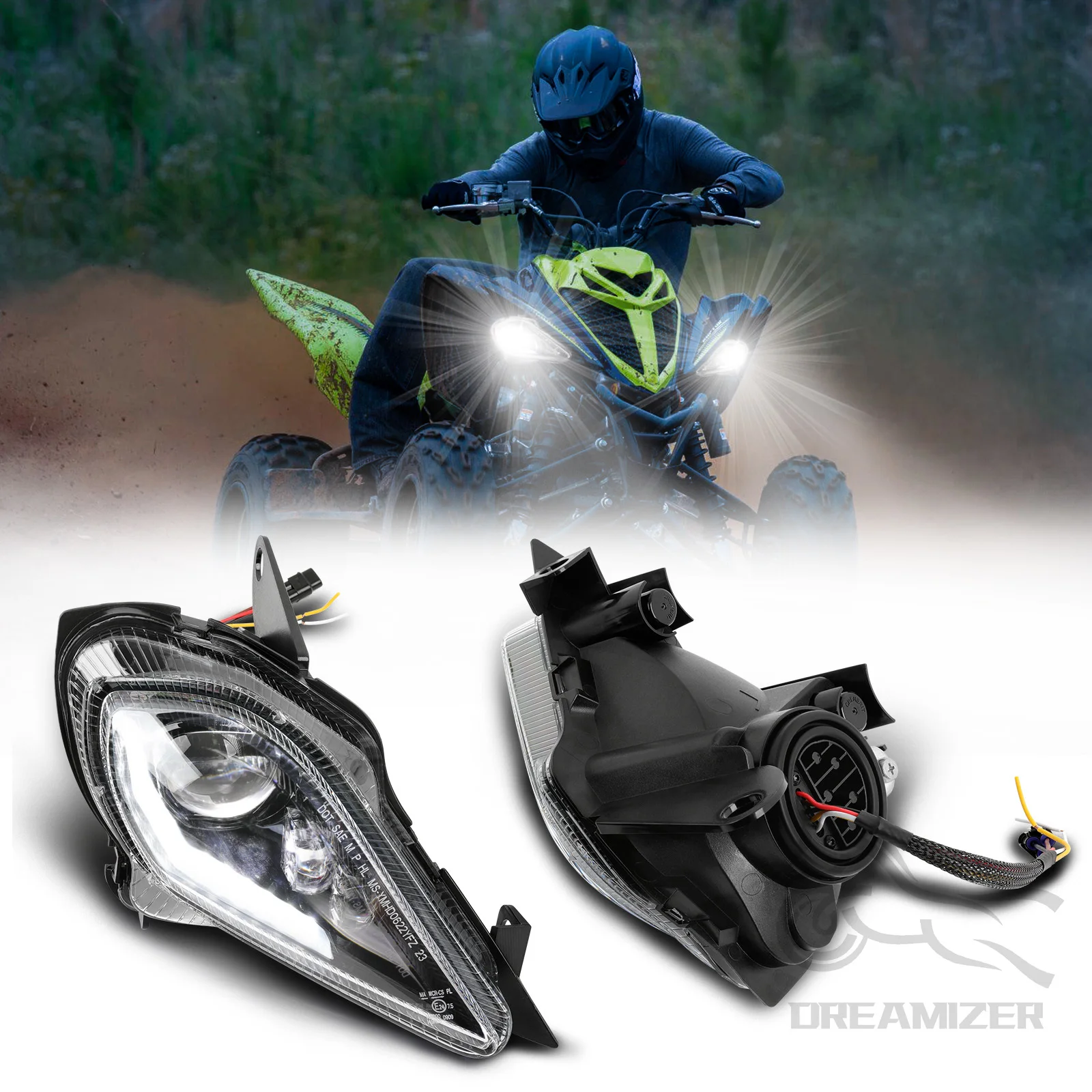 

Светодиодная Фара H4 Для Квадроциклов Yamaha Raptor 700R 250 350 YFZ450R Wolverine 450 2006-2023 С ДХО И Указателями Поворота