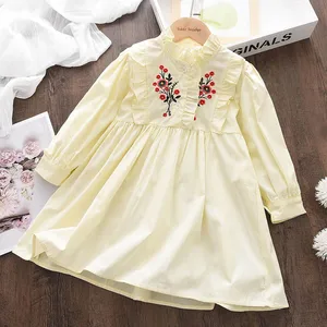 Girl Dress 2022 Spring Girl Princess Floral Embroidery Dress Girl Cotton Casual Dress Fall Girls Fashion Dress Baby Girl Clothes