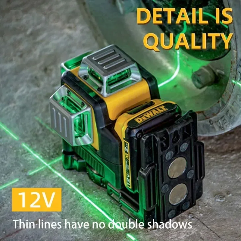 Фото Dewalt DW089LG 3 стороны * 360 градусов вертикальные линии лазерный измеритель уровня открытый 12 В литиевая батарея горизонтальный уровень зеленого света №2