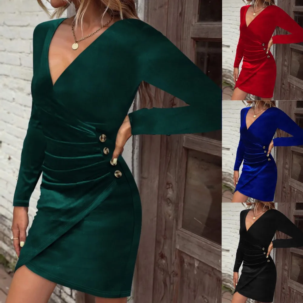 Элегантное женское облегающее бархатное платье соблазнительное мини-платье с