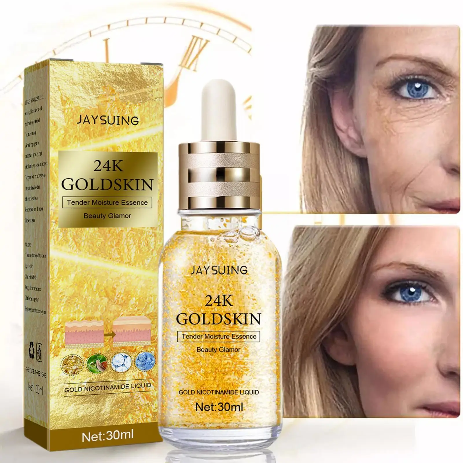 

Niacinamide 24K Gold Face Serum Facial Moisturizing Cosmetic Anti Skin Whitening Aging 30ml Facial Essence Korean Care R7R6