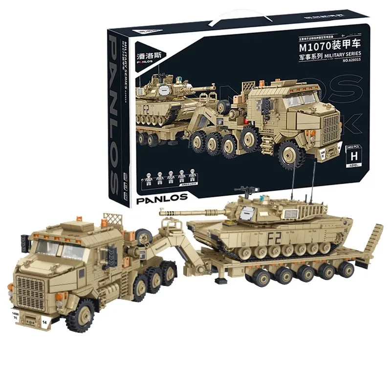 

Военная Модель PANLOS M1070, модель оружия, MOC технический танк, транспортировка автомобилей, кирпичи, игрушки для детей, подарочный набор