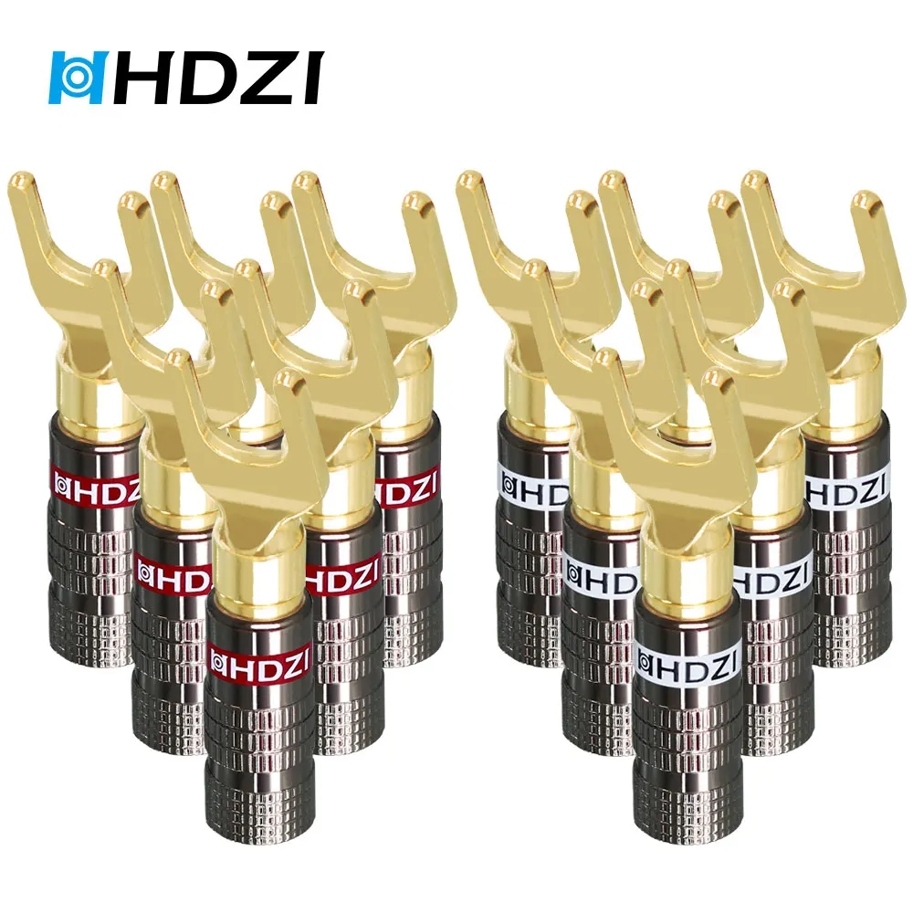 

HHDZI 12 Pieces Y-type Banana Plugs For Audio Video Speaker Adapter Terminal Connectors Kit 24K Gold Plated Banana Plugs