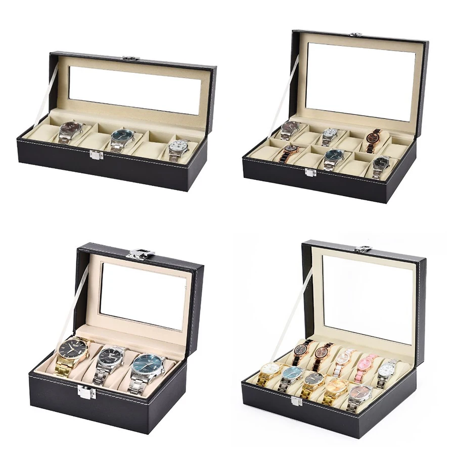 Органайзер Для Часов Из Искусственной Кожи Со Стеклянными Акцентами Держатель