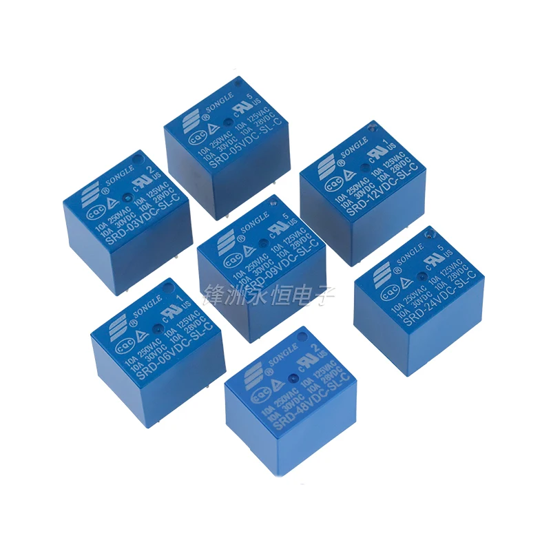 

5PCS/Lot Original New Relay SRD-05VDC-SL-C SRD-12VDC-SL-C SRD-24VDC-SL-C -A 10A 250VAC 4PIN 5PIN 5V 9V 12V 24V 48V Power Relay