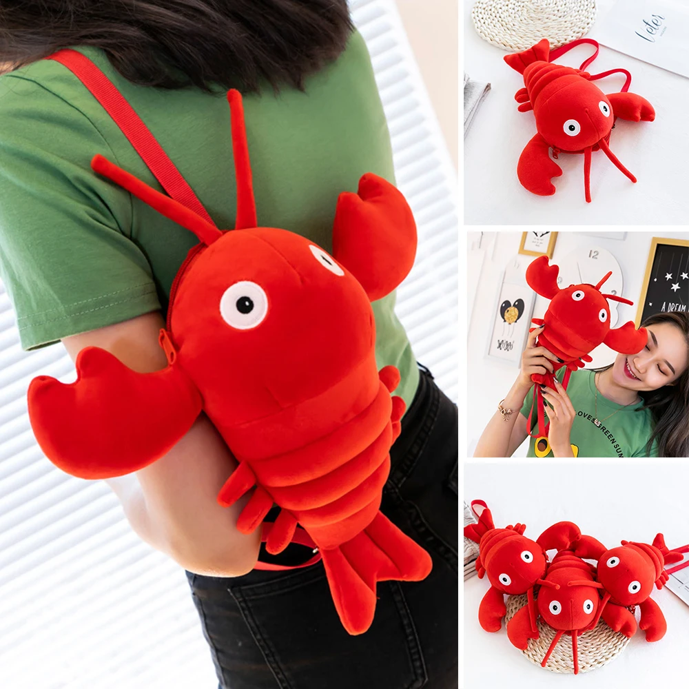 

Girl's Sling Bag Plush Crayfish Cross Body Bag with Adjustable Strap 30cm good-looking Crossbody Handbags Shoulder Handbags BM88