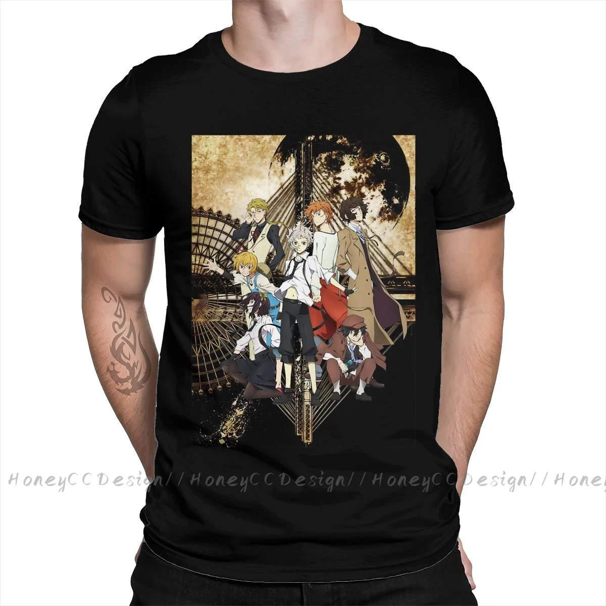 

Bungou Stray Dogs Classic Print Cotton T-Shirt Camiseta Hombre For Men Fashion Streetwear Shirt Gift