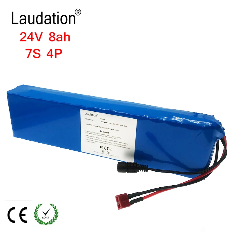

Laudation Electric bicycle Lithium Ion Battery 24V 8ah 29.4V 8000 mAh 15A BMS 250W 24V 350W 18650 Battery Pack Wheelchair Motor