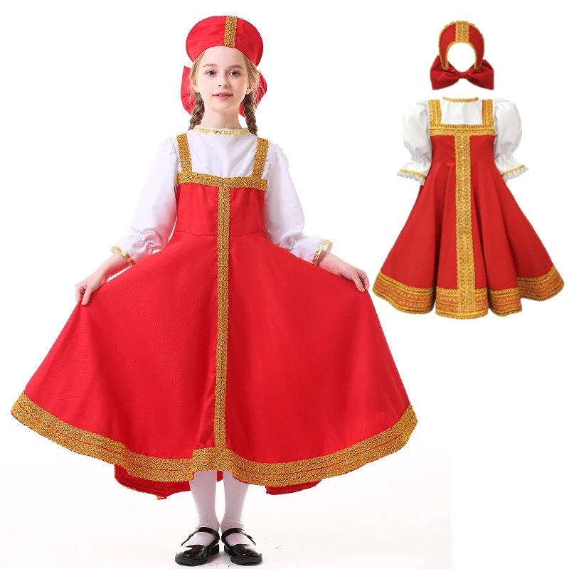 

Russian Girls Cosplay For Girls Kids Ukrainian Traditional Dress Halloween Costumes Georgia Costume Vintage Dance Dress