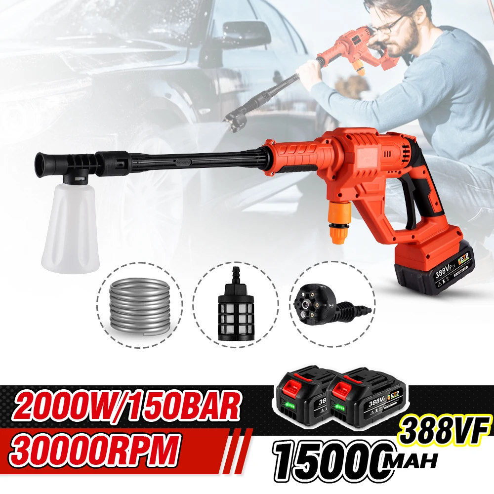 

Brushless 150Bar High Pressure Car Washer Gun 30000RPM 6in1 Foam Generator Water Gun Car Spray Cleaner For Makita 18V Battery