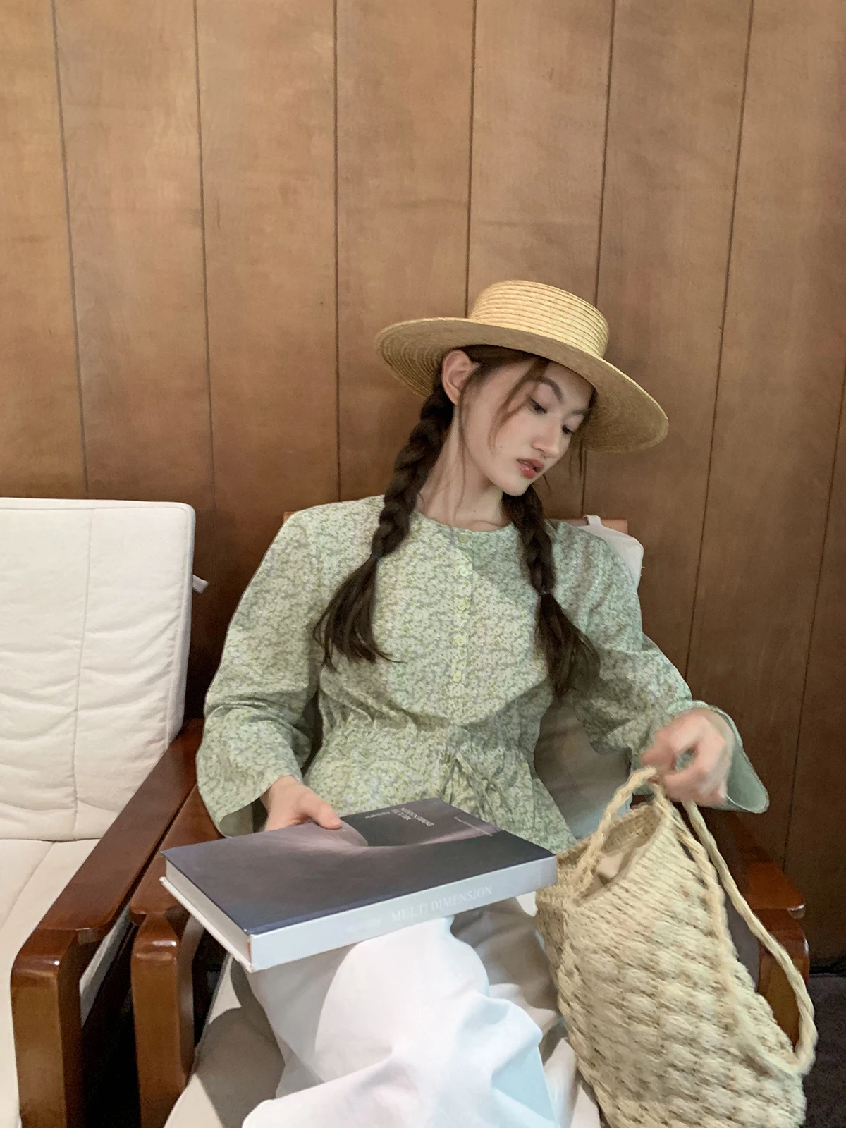 Женская рубашка с длинным рукавом Hello Cannon Облегающая цветочным принтом круглым