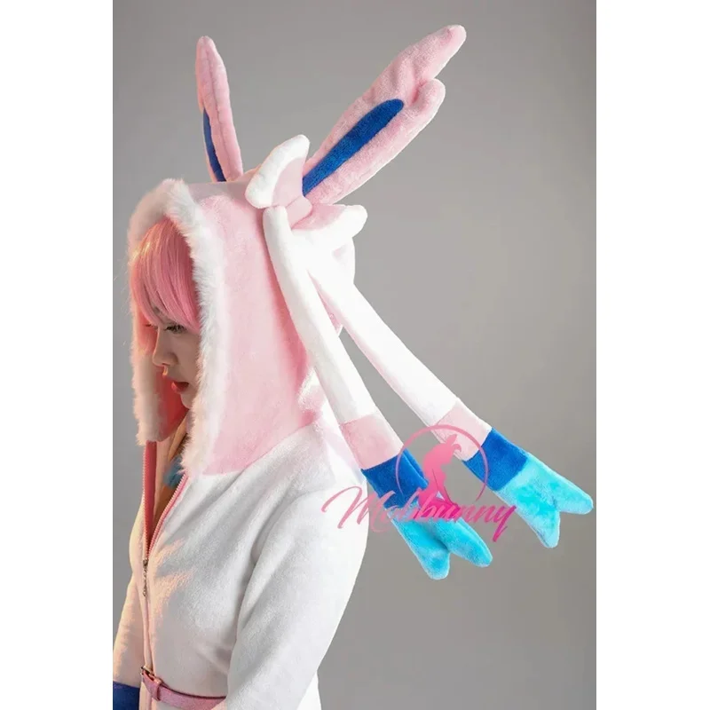 WAT Mobbunny PM Derivative Сексуальное пушистое боди с капюшоном Deep V Kawaii Цельный комбинезон