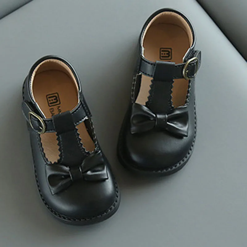 Детские танцевальные туфли с бантом для студенвечерние детские на плоской