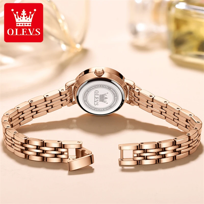 OLEVS New Fashion Womens Small Quartz Watch Stainless Steel Waterproof Womens Watch Top Brand Luxury Ultra Thin Watch For Women