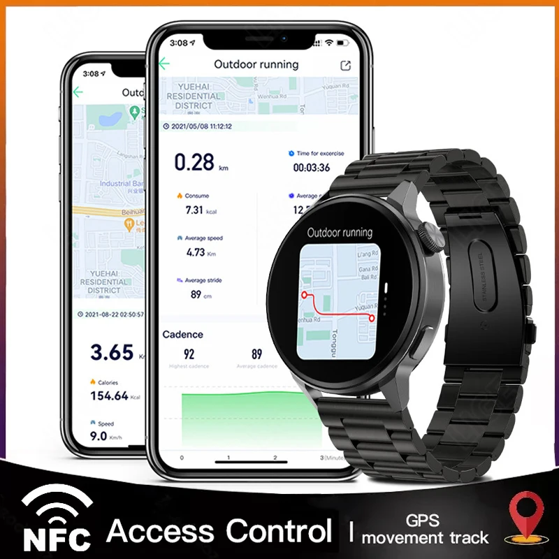 Смарт-часы LIGE NFC мужские с поддержкой Bluetooth и GPS |