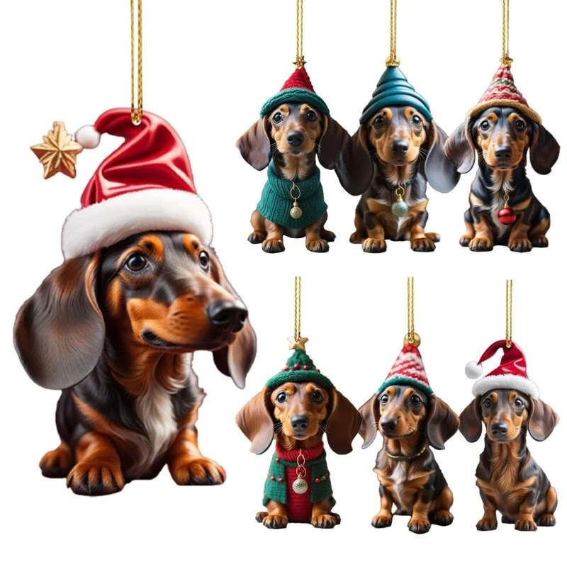 

7PCS/SET Funny Dog Ornaments Christmas Tree Decorations Hanging Pendants Dropship