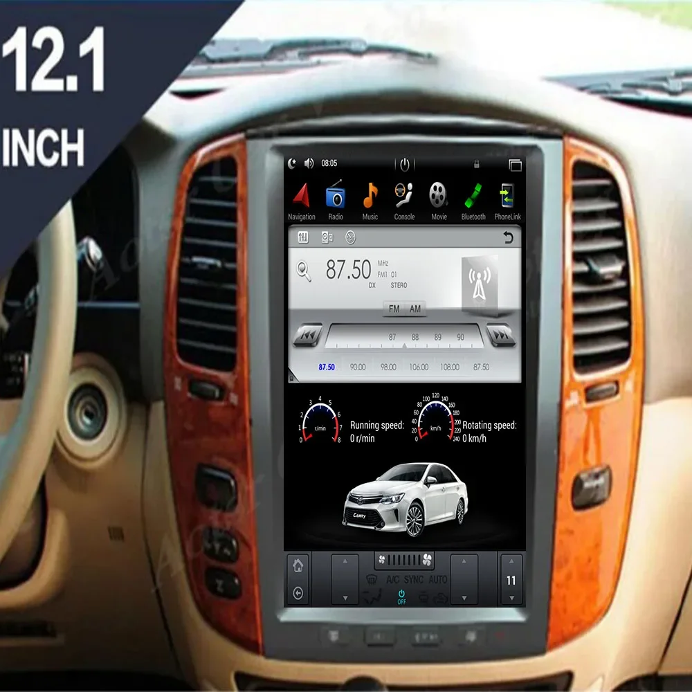 

PX612.3 "Android автомобильный мультимедийный плеер для Toyota Land Cruiser 100 LC100 для Lexus LX470 Tesla Style gps-навигация, радио, стерео