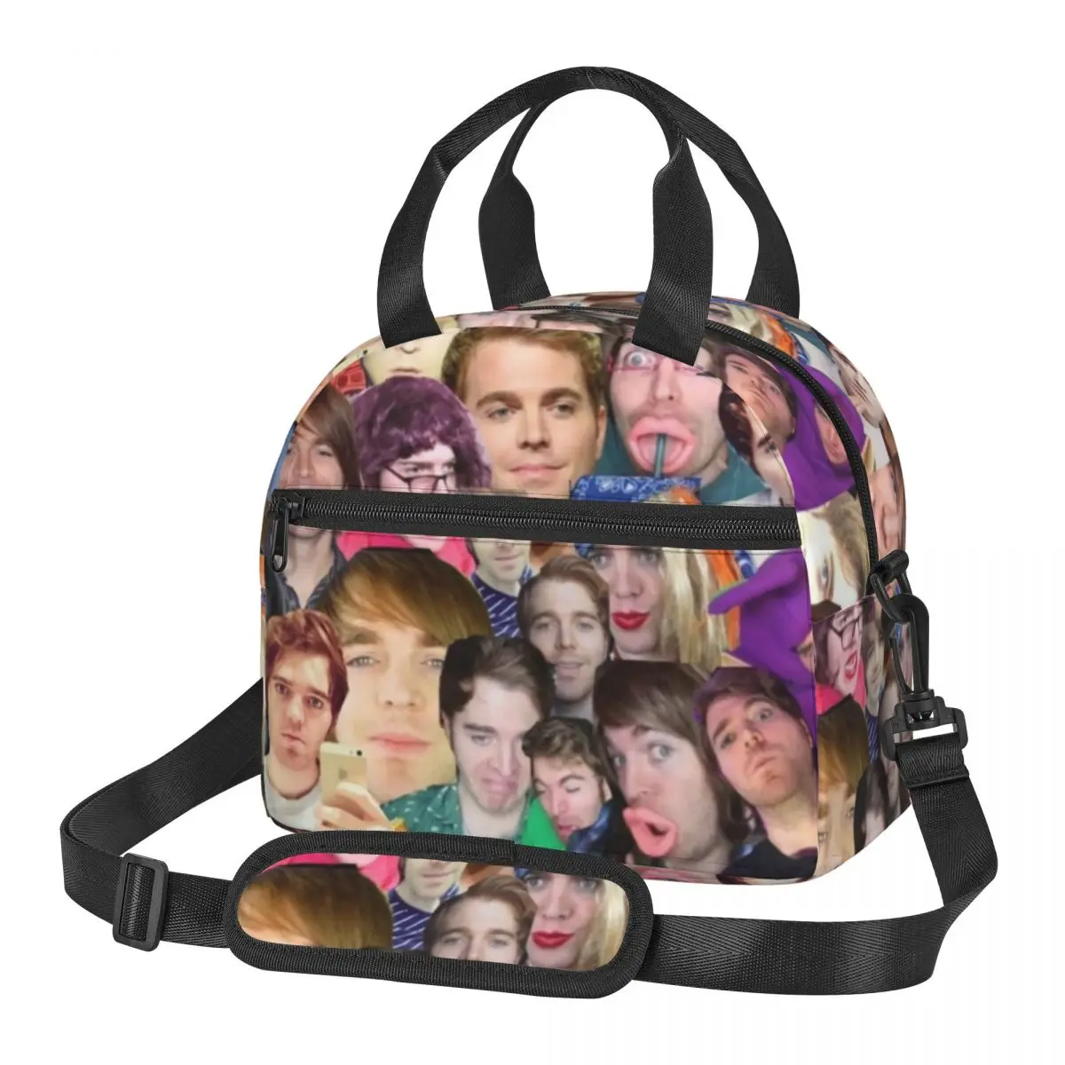 

Meme Print Lunch Bag with Handle Shane Dawson Collage Clutch Cooler Bag Takeaway Portable Pearl Cotton Thermal Bag