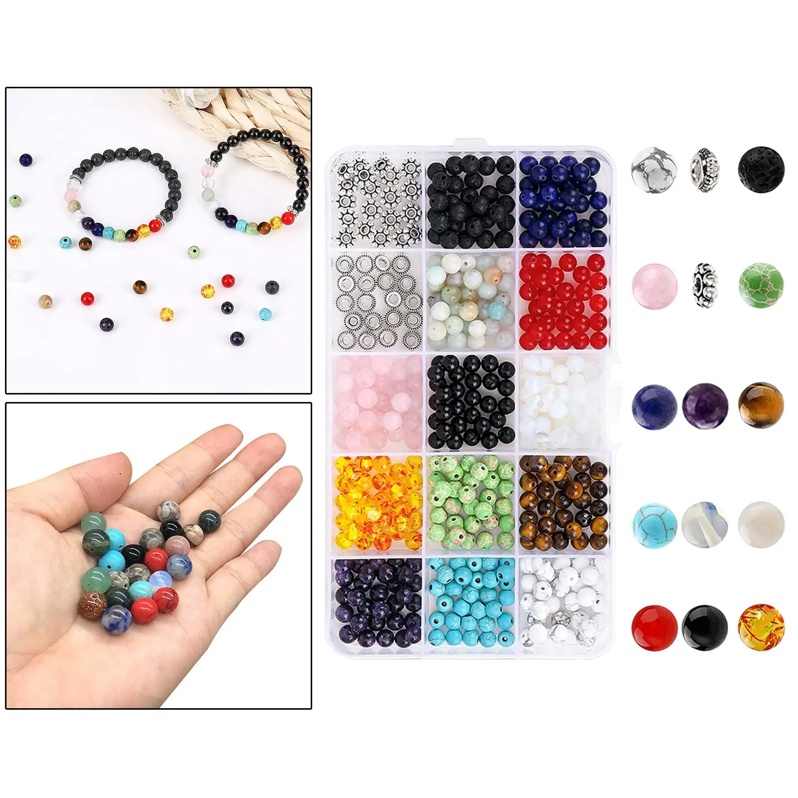 

Бусины из натурального камня разных цветов, 6 мм, 410 шт.