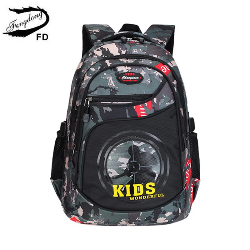 

Fengdong primary school bags for boys waterproof bookbag camouflage backpack kids satchel primary student boy school backpack