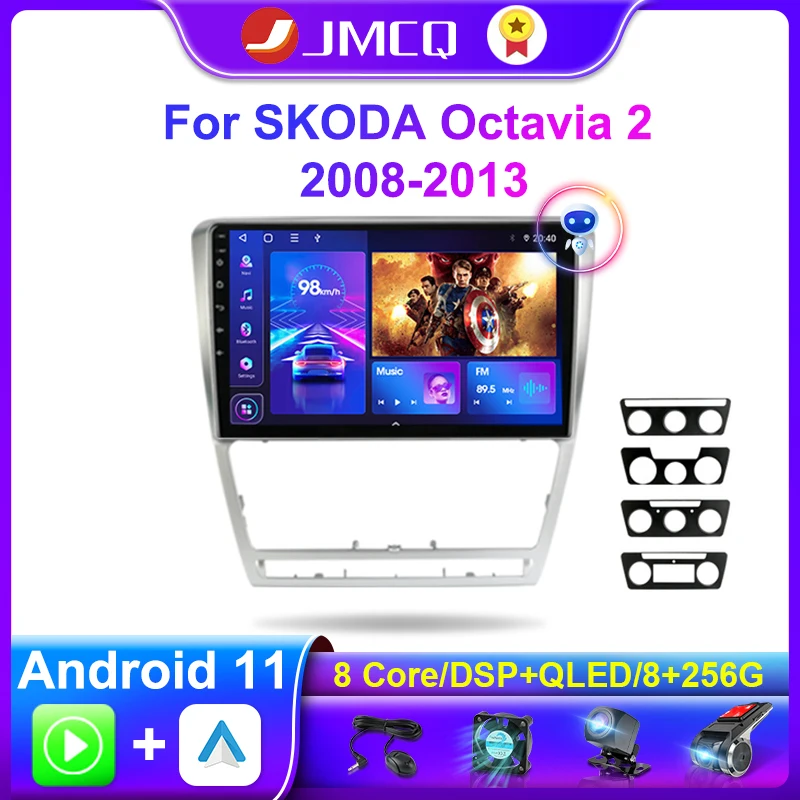 

JMCQ 10" Android 11 Car Radio Multimedia Video Player For SKODA Octavia 2 A5 2008-2013 Carplay 4G+WiFi GPS Navigation Head Unit