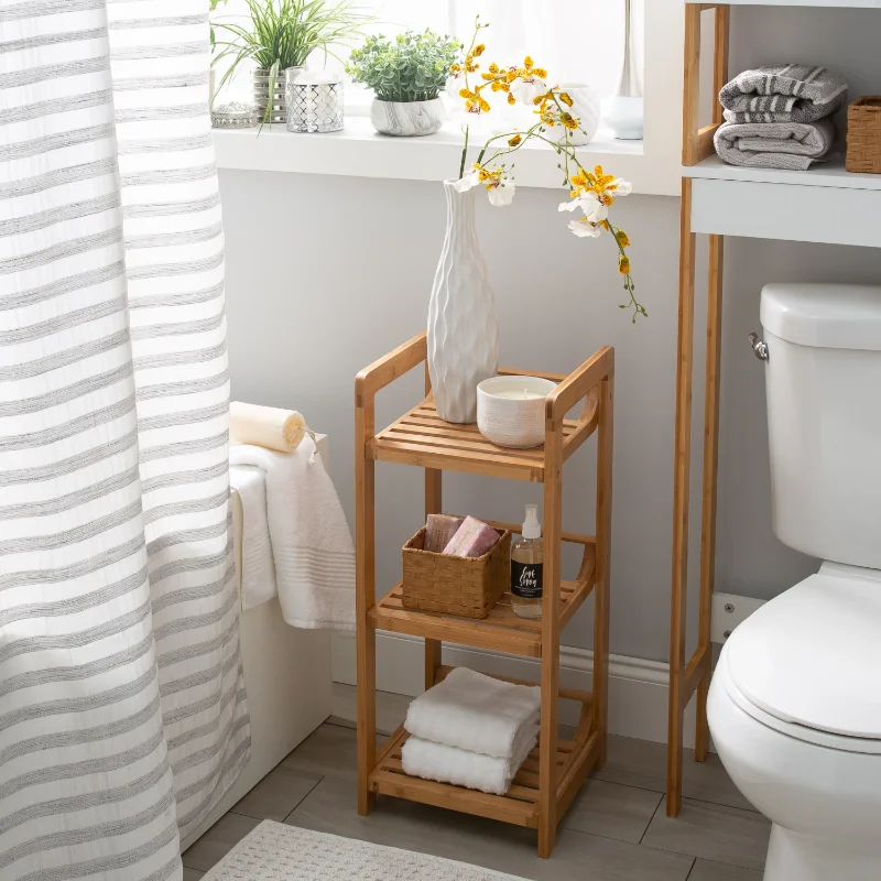 

Organize It All 3 Tier Bamboo Shelving Tower bathroom shelf bathroom storage shelf organizer bathroom shelves