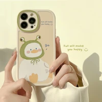 cute duck phone case for iphone 11 13 pro max xr xs max 12 mini 7 8 plus x 7plus frosted soft case