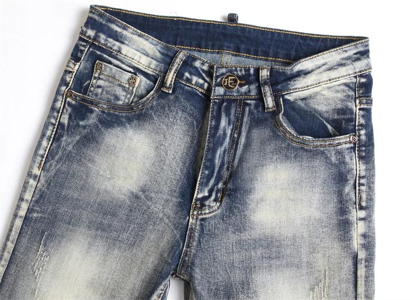 Men's Colorful Graffiti Printed Jeans Y2K Colorful Slim Fit Tapered Elastic Casual Pants Fashion Street Clothing Small Foot Pant