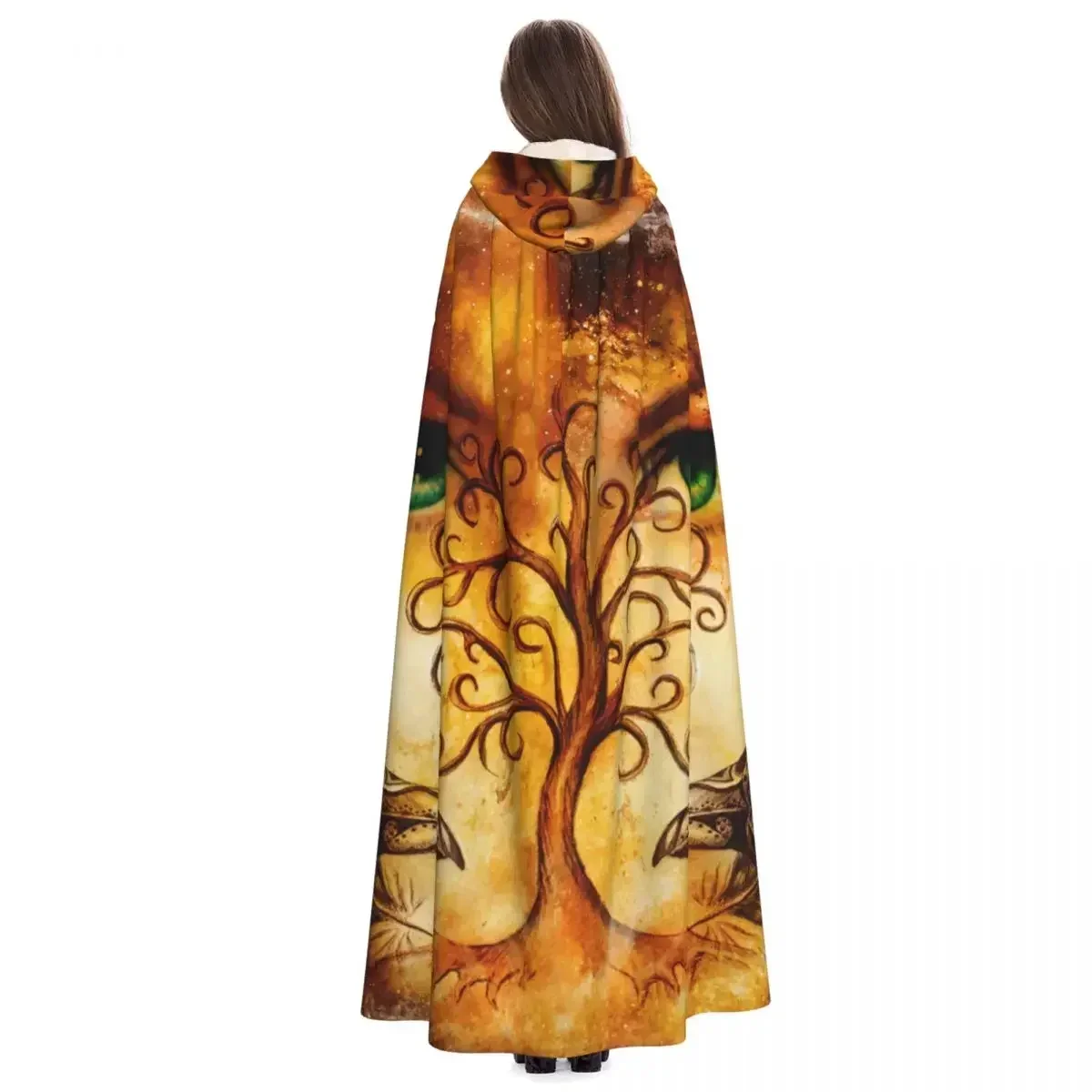 Плащ унисекс из полиэстера с капюшоном костюм ведьмы аксессуар деревом жизни