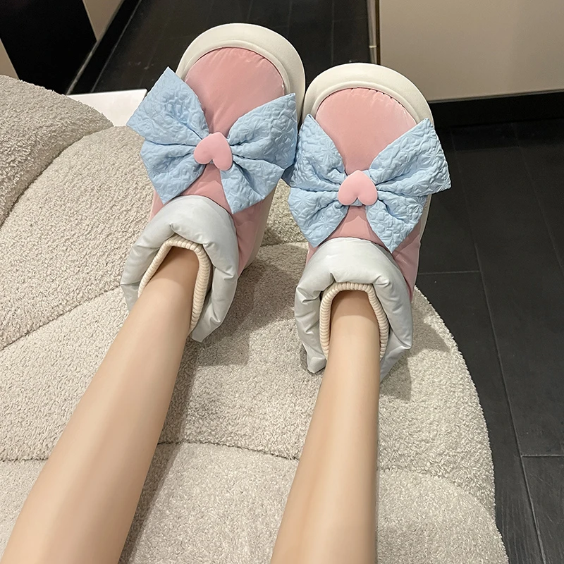 Winter Snow Boots Flat with Ankle Boots for Women Patchwork Colors Botas Femininas White Boot Zapatos De Plataforma Mujer Moda