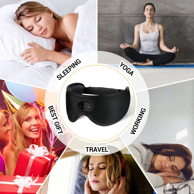 Bluetooth 5.2 Headphone 3D Wireless Music Eye Mask White Noise Headset For Artifact breathable Sleeping Headphones - купить по