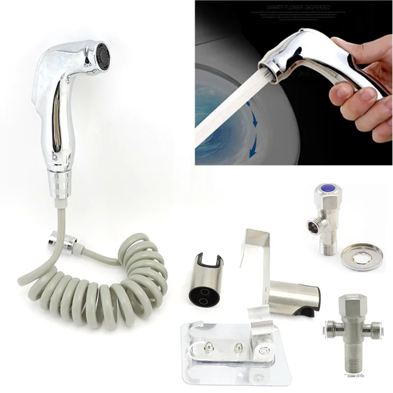 

WC Bathroom Toilet Spray Gun Bidet self Cleaneing Sprinklers Flushing abs Sprayer Shower Head Holder Water Hose Valve Faucet q1