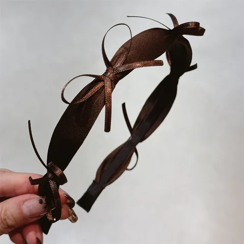 Французская повязка на голову с милым бантом, женская повязка на голову High Sense, модная атласная повязка на голову, элегантный обруч в иностранном стиле, аксессуары для волос