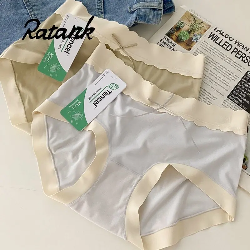 

2/3/4 PCS Ratank Panties Women's Pure Cotton Antibacterial Student Seamless Mid-waist Cotton Crotch Girls Briefs