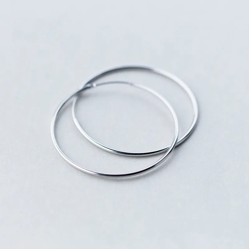 

100% Pure 925 Sterling Silver Round Ear Buckle for Women Punk Simple Hoop Earring Party Jewelry Gift Accessories b220