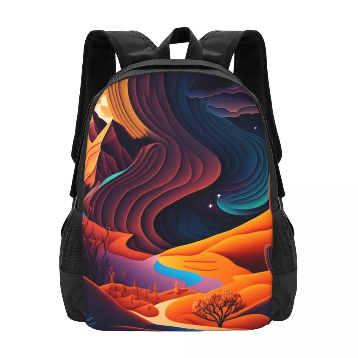 

Desert At Night Backpack Female Abstract Nature Print Backpacks Polyester Fun School Bags University Colorful Rucksack