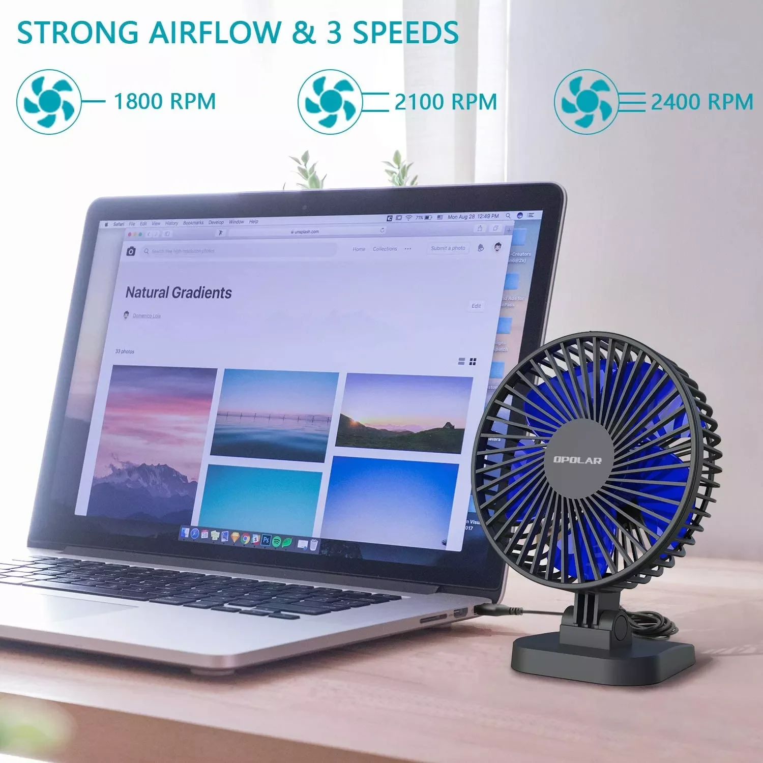 

2023 Mini USB Desk Fan Better Cooling Perfect,Strong Airflow Whisper Quiet Portable Fan for Desktop Office Table,3 Speeds,4.9 ft