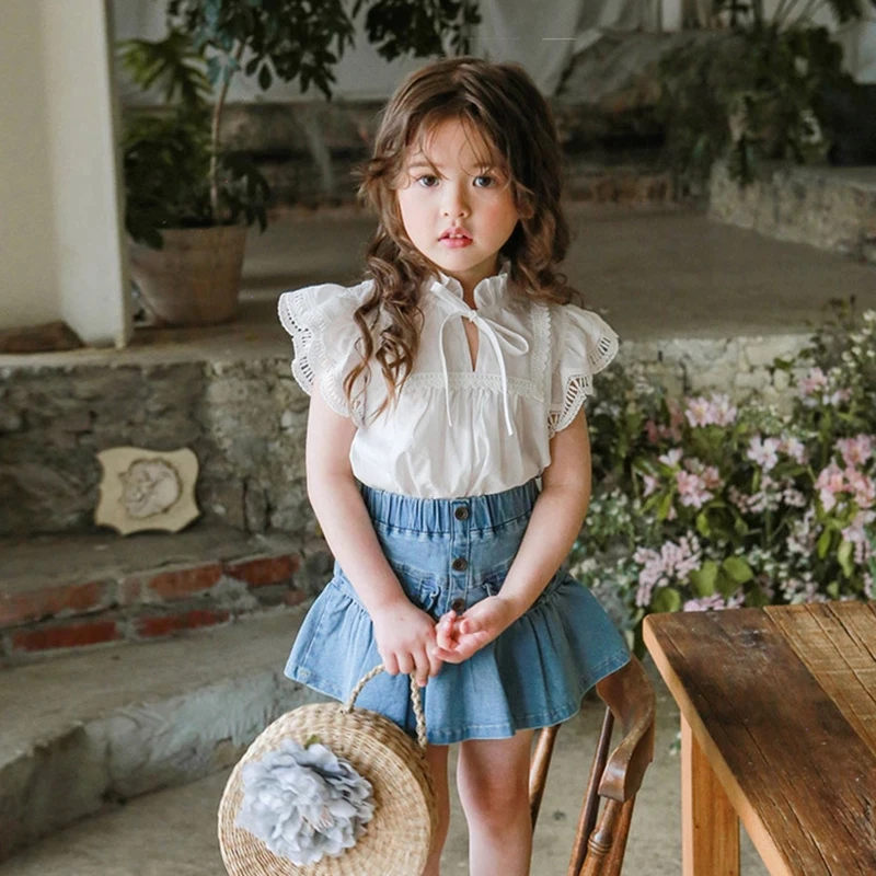 

Милая повседневная детская одежда для маленьких девочек, футболка, летняя милая детская футболка для маленьких девочек без рукавов с вышив...