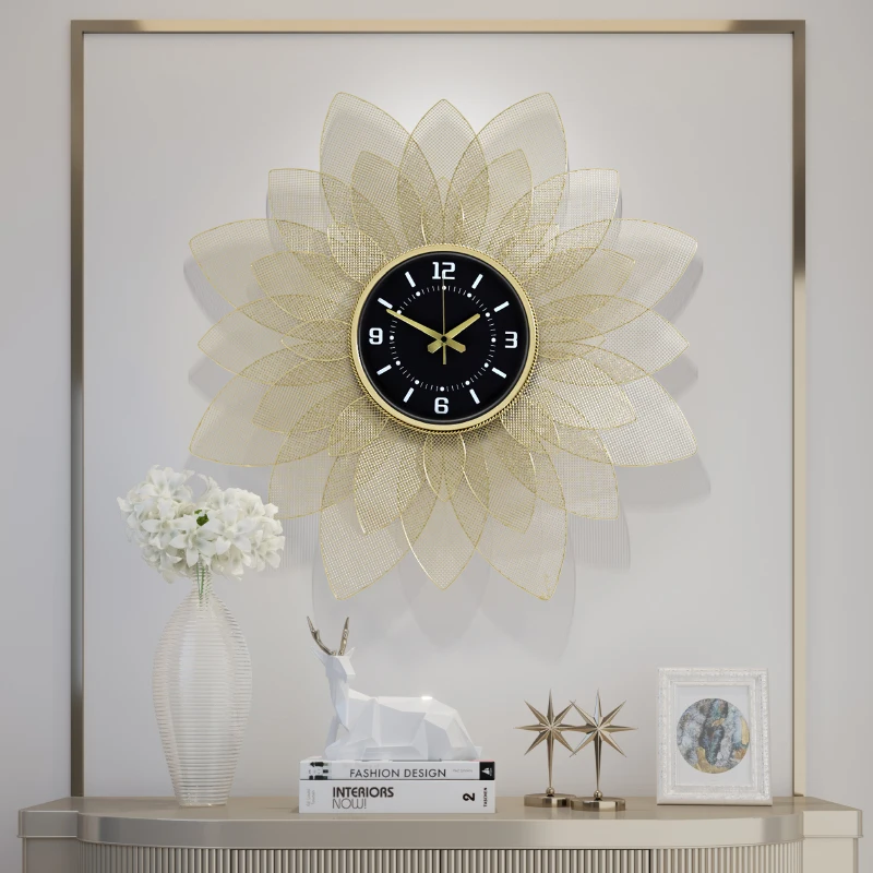 Металлические настенные часы Lotus черные круглые современные роскошные